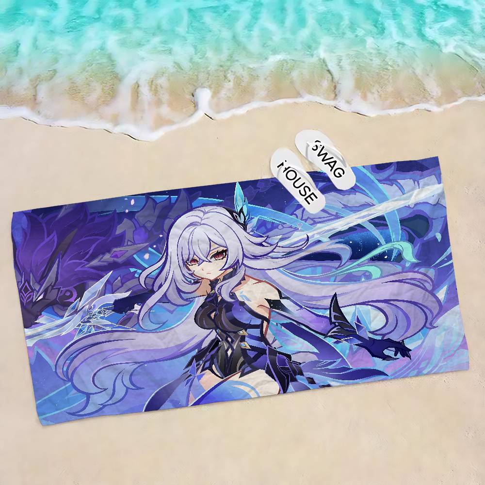 Genshin Impact Skirk Bath Towel Microfiber Soft Water Absorbing Breathable For Girl Kids Decorative Cartoon Beach Towel