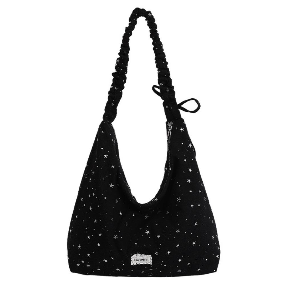 

Casual Bow Tote Bag Korean Style Women Handbag Sweet Polka Dot Shoulder Bag Travel StyleB Black