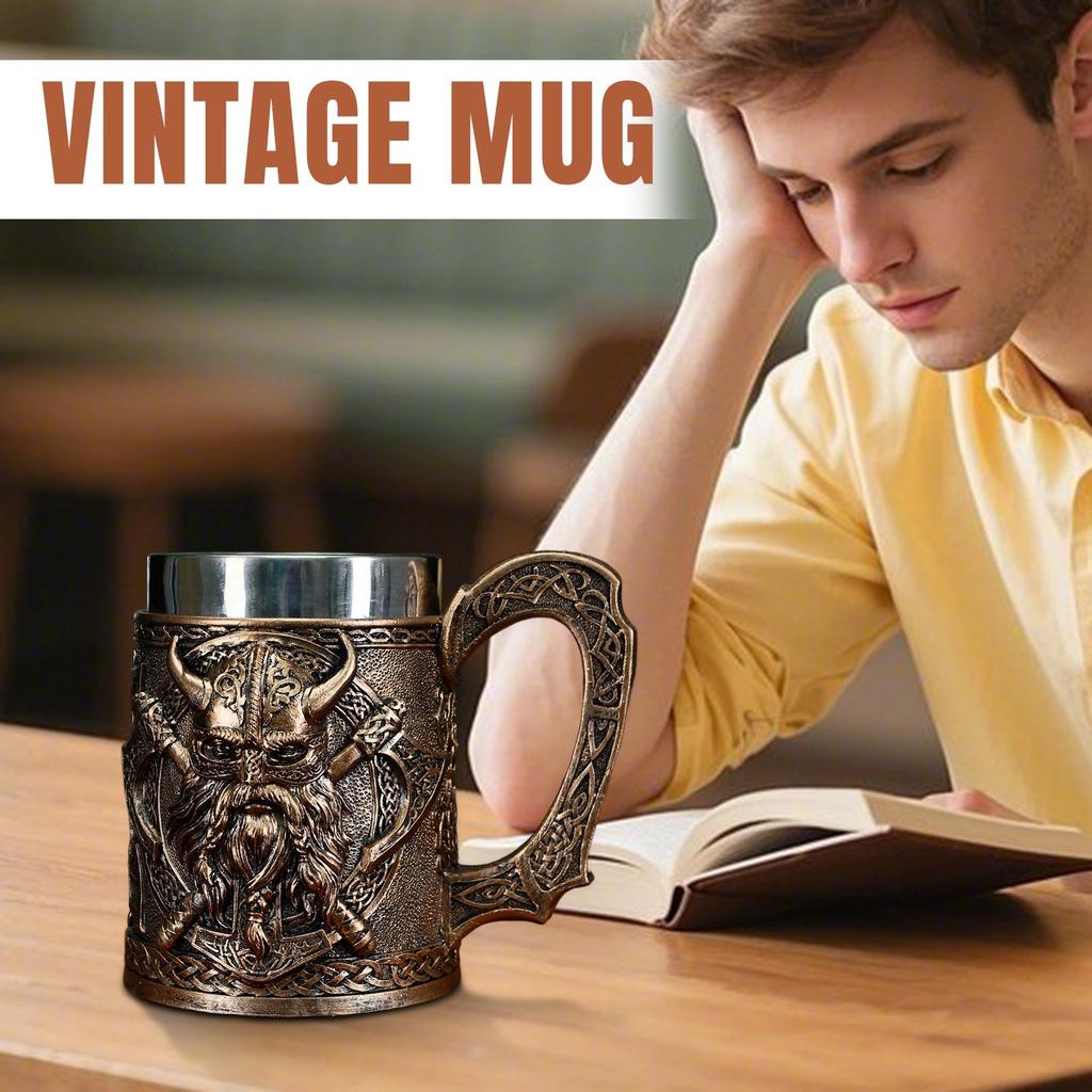 Coffee Cup Resin Beverage Cup Beer Cup With Stainless Steel Liner Suitable For Kitchen Home Bar Decoration (capacity 600 Ml)