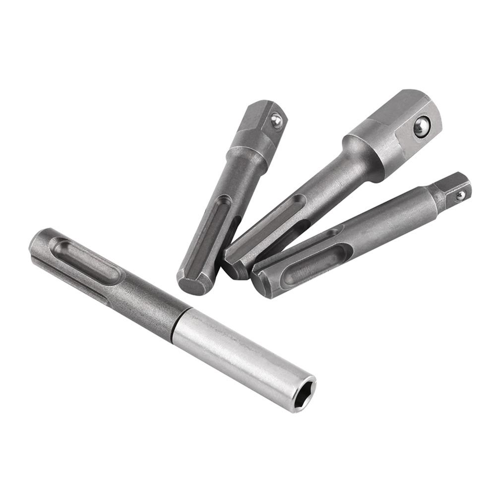 4 PCS 1/4 Inch 3/8 Inch 1/2 Inch SDS Plus Extension  For Drill and Handheld Driver