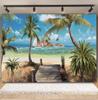 Tropischer Strand Hintergrund für Fotografie Sommer Hawaii Blaues Ozeanwasser Meeresufer Palme Kinder Feiertagsparty Foto Hintergrund Dekoration