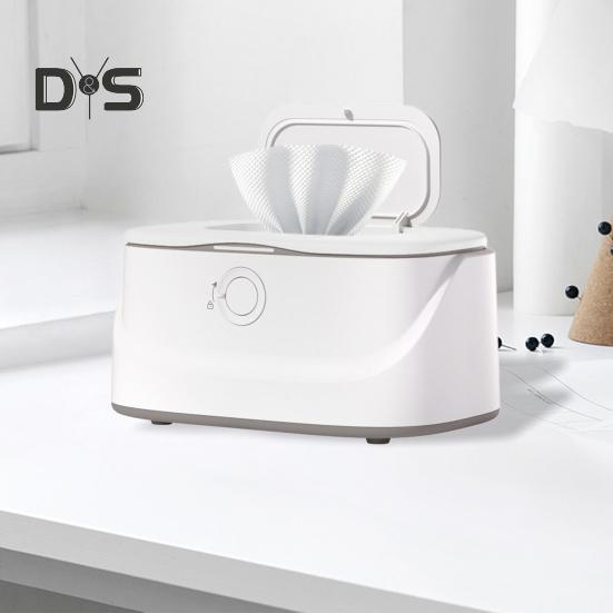 Wipes Warmer with Stainless Steel Top Heating 3 Adjustable Levels Indicator Light Constant Temperature Baby Wet Wipes Dispenser for Large Wipes Holds