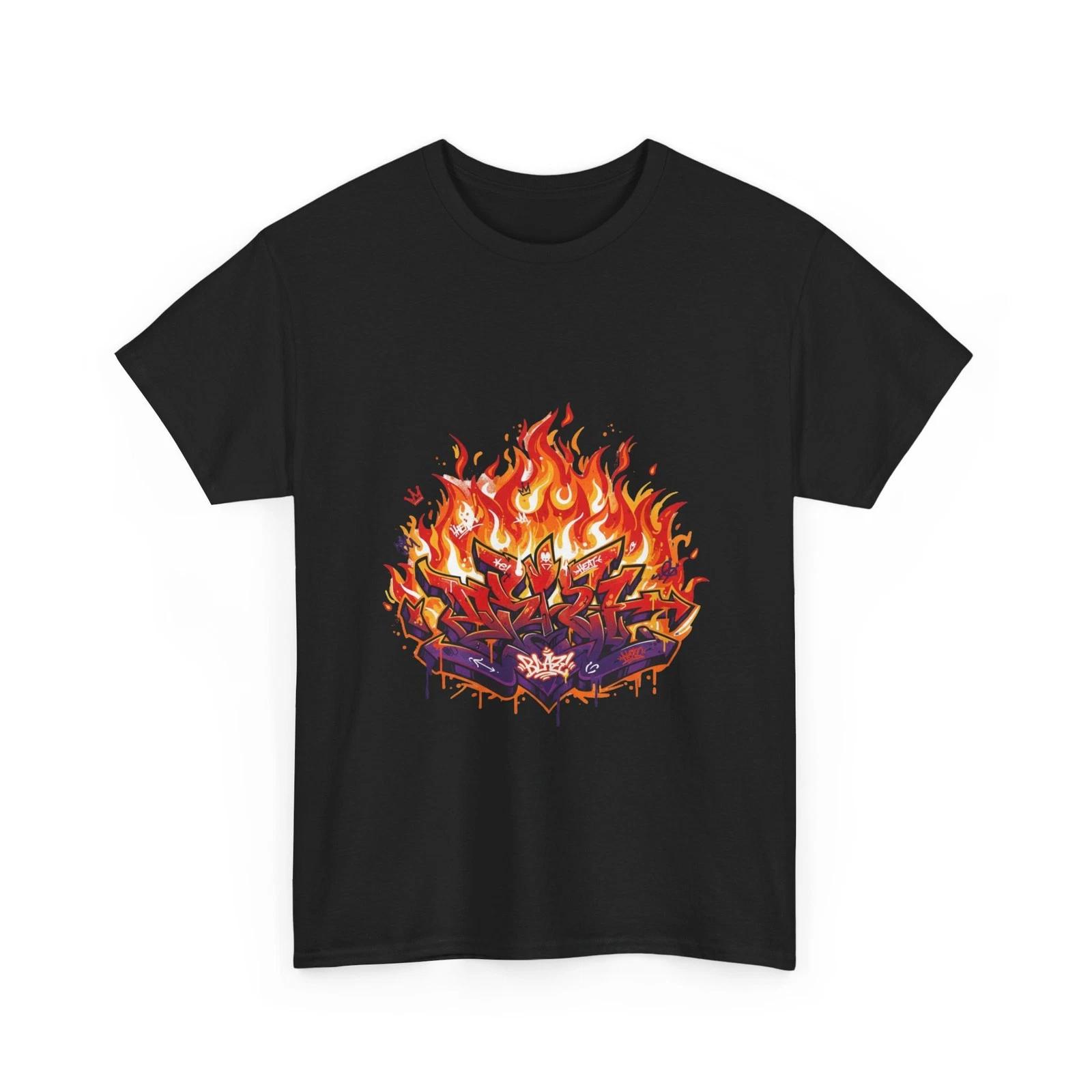 Flaming Graffiti Cool Tee, Street Art Shirt, Urban Graphic Tee, Hip Hop, Cotton XL