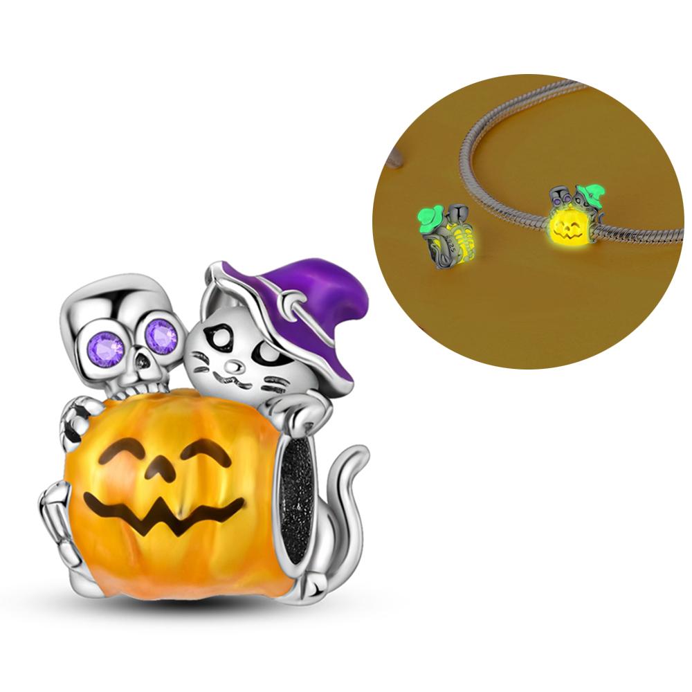 Latest Halloween Pumpkin Witch Skull Copper Charms Beads For Original Bracelet Ideal For Women Jewellery Making Present