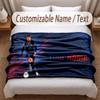 Kylian Mbappe Printed Flannel Blanket Custom Name Text Soft Warm Throw For Bedroom Holiday Gift