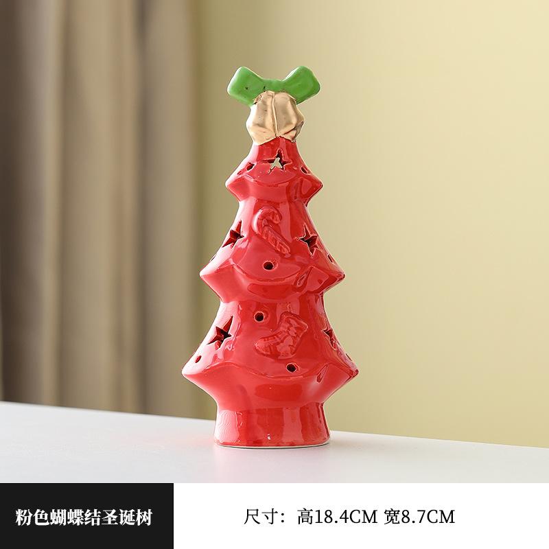 Atmosphere Light Gift: Adorable Ceramic Star Christmas Tree Night Light Home Decor Tabletop Ornament Birthday Present
