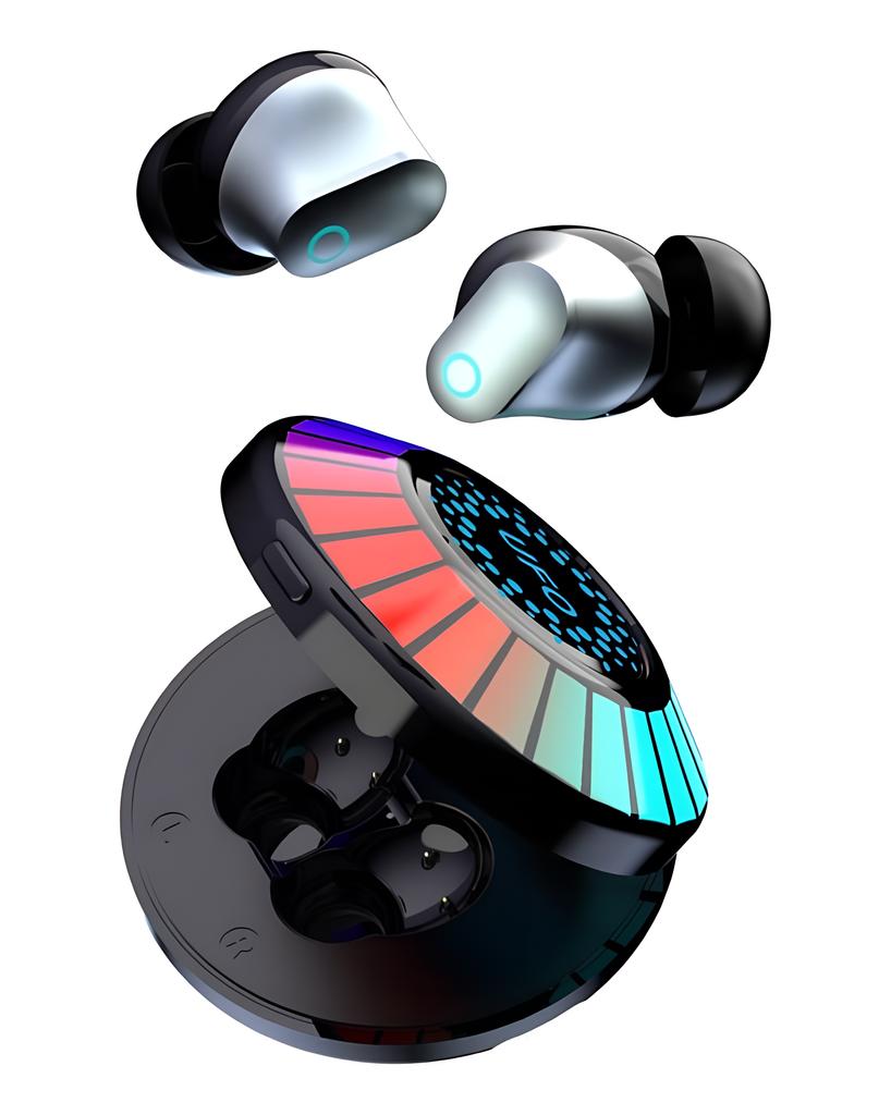 Użyj bezprzewodowych słuchawek dousznych VAORLO HD z redukcją szumów Bluetooth 5.3 ze światłem RGB Ciesz się czasem muzyki Wysoka jakość dźwięku Słuchawki