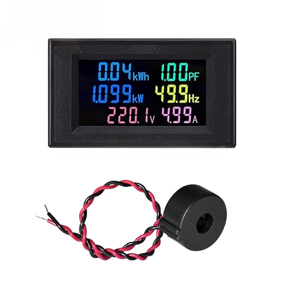 

1pc LCD Digital Display Single Phase Power Meter AC 60-300V 0-100A Energy Voltage Current Frequency Power Factor Monitoring Black