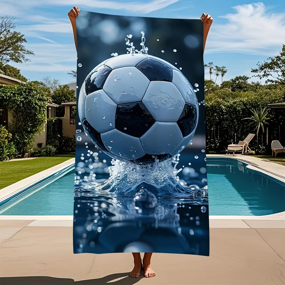 1 Stück Fußball-Mikrofaser-Badetuch - Leicht Schnelltrocknend Weich Geeignet für Fitnessstudio, Strand, Urlaub - Zeitgenössisch Geometrisch