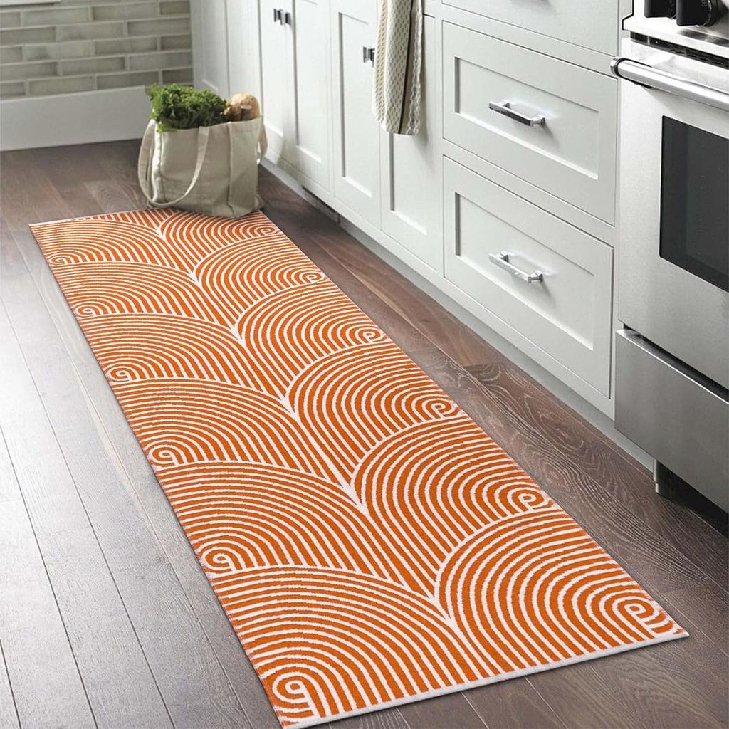 Geometric Line Runner Rug Indoor Outdoor Long Carpet Daily Home Decoration Non-Slip Floormat for Bedroom Living Room Hallway