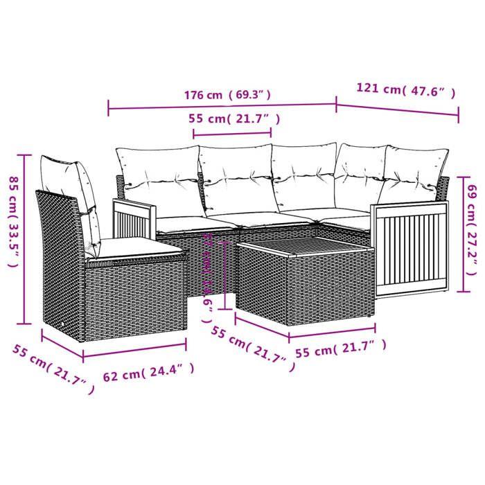 VidaXL Garden Lounge Set with Cushions 6 Pcs, Patio Sofas, Furniture Set, Outdoor Terrace Furniture, Beige 3260064