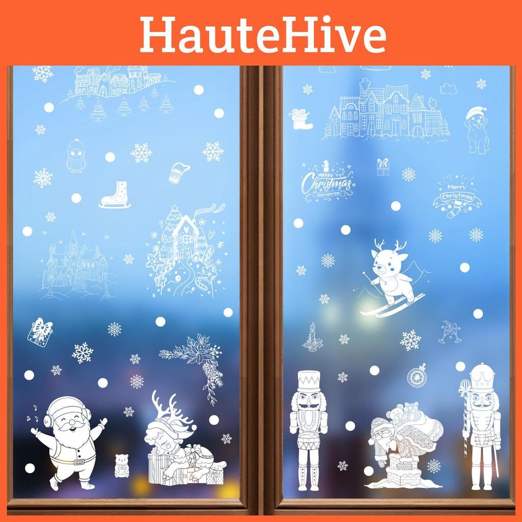 Holiday Pvc Window Sticker With Snowflakes Santa Snowmen For Christmas Decor