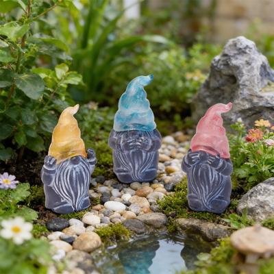 3 Pezzi Pali da Giardino Gnomi, Statuina Gnomo in Resina 'Non Vedere, Non Sentire, Non Parlare' per Giardino delle Fate, Vaso da Fiori, Balcone, Cortile, Decorazione Esterna per Prato