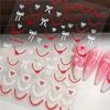 6pcs 3D Red White Bow Ribbon Nail Stickers Cute Polka Bowknot Dot French Lines Nail Decals 8*10cm Self-adhesive Bow Nail Decora