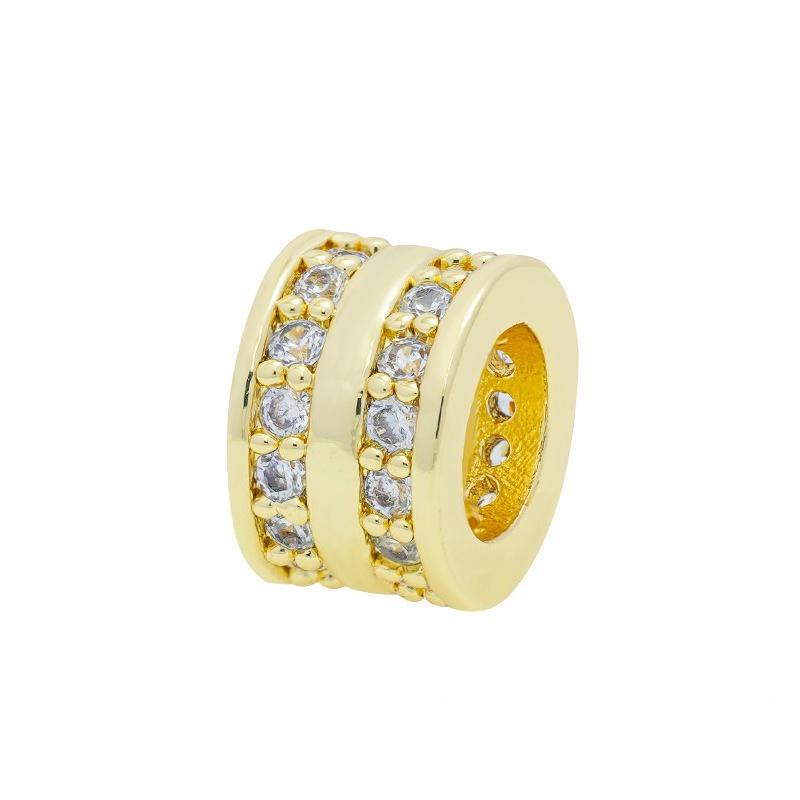 10 Pcs/lot Double Rows Zircon Micro Inlaid Accessories Bracelet Hand Chain Necklace DIY Spacers Beads for Jewelry Making