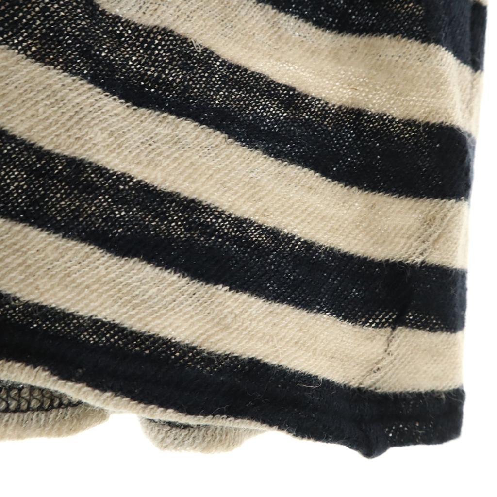 MidiUmi Made In Japan Linen Blend Border Pattern Five-quarter Sleeve V Neck Knit Women Used