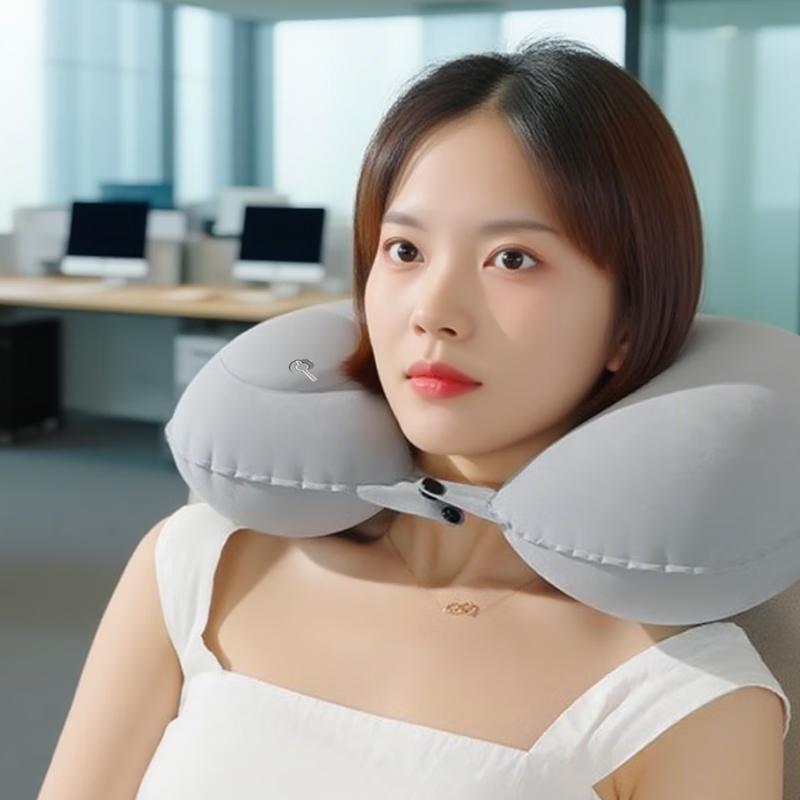 Portable Press-Inflate Travel Pillow