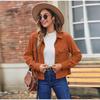 Autumn Women Fashion Casual Coat Button Down Tops Solid Turn-down Collar Long Sleeve Office Lady Crop Jackets