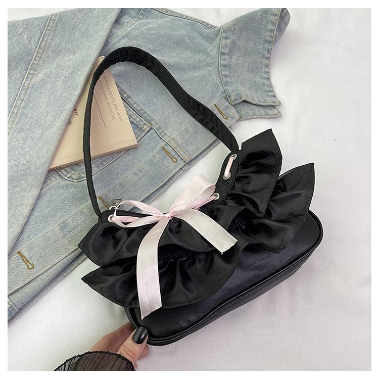 

2025 юбка-сумка женская французская нежная плиссированная с оборками по краю сумочка модный тренд высокого класса универсальная сумка через плечо чёрный