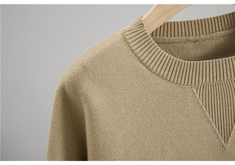 2026 Spring/Autumn Women's Loose Slimming Core-Spun Round Neck Solid Color Knit Sweater