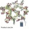 Christmas String Lights with Red Berry Xmas Cedar Garland Fairy String Lights Indoor Outdoor Xmas Fireplace Home Winter Decor