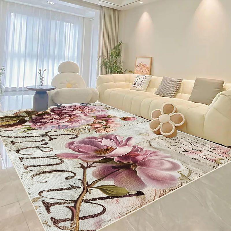 Living Room Decoration Flower Carpets Modern Home Light Luxury Rug Parlour Sofa Side Soft Floor Mat Bedroom Bedside Large Carpet