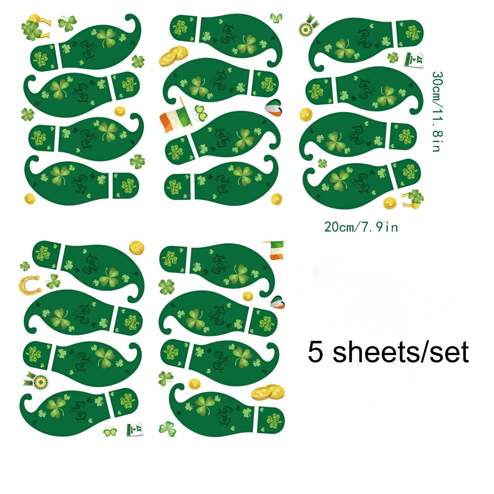 

5 Sheets/set Footprint Stickers for St. Patrick s Day in Lreland, Floor Stickers, Window Stickers, Door Sticker Wallpaper