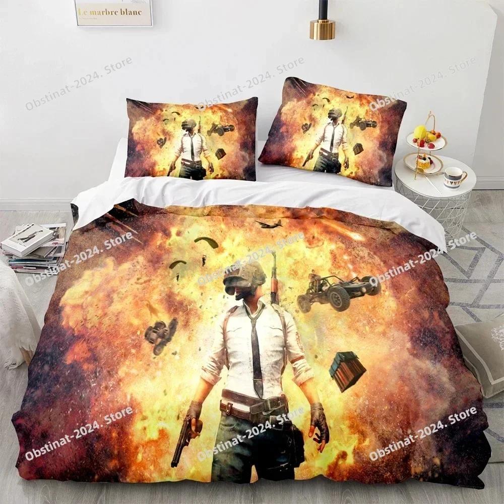 3D PUBG Game BATTLEGROUNDS Bedding Set Printed Comforter Quilt Bed Cover Duvet Cover Pillow Case 3 Pieces Sets Kids Adult Size