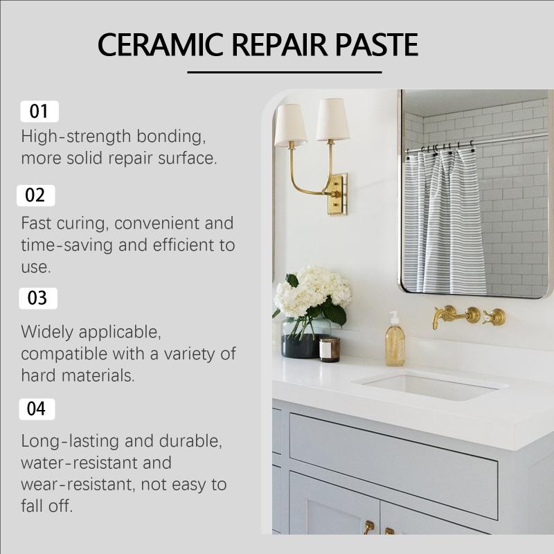 2pcs/set White Porcelain Repair Kit Ceramic Repair Paste Tile Tub Toilet Sink Shower Kits Chip Crack Hole Scratches Fix Adhesive one size