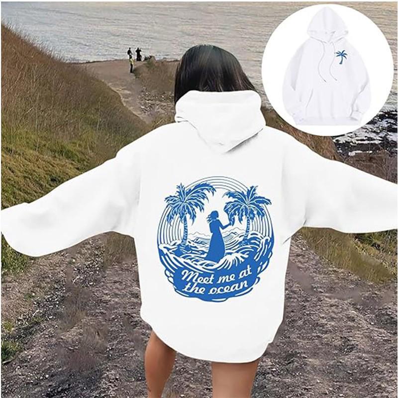 Women's "Everything Comes In Waves" Velvet Hoodie Sweatshirt