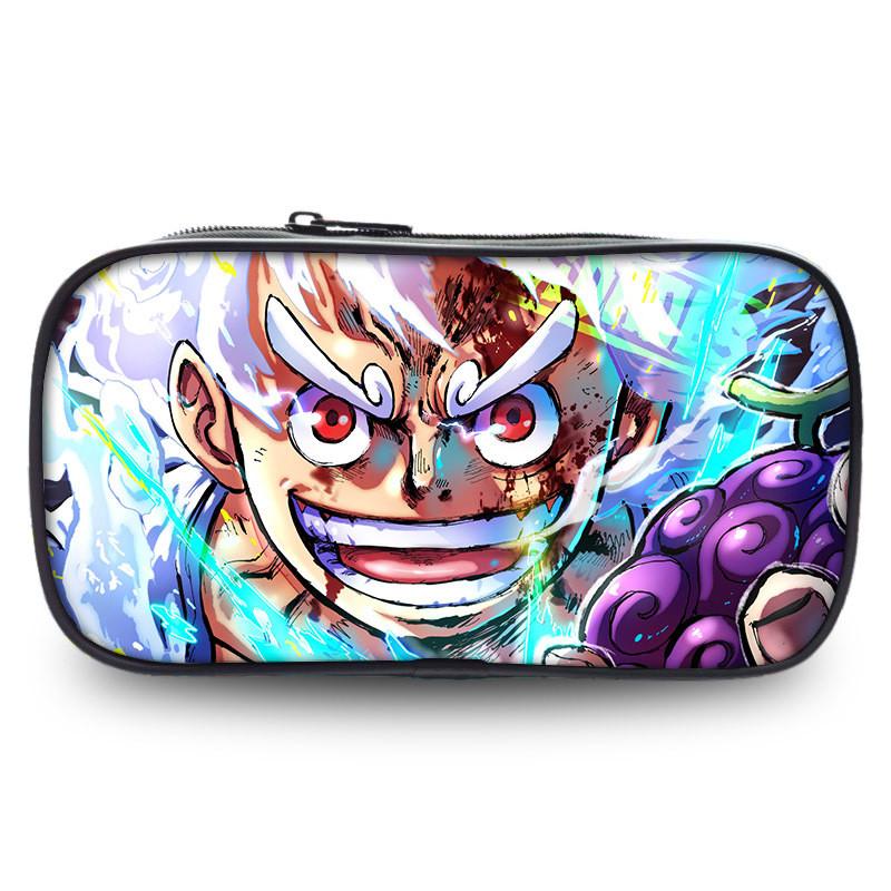 Stylish One Piece Student Pencil Case With Luffy And Zoro Skill Print Oxford Material