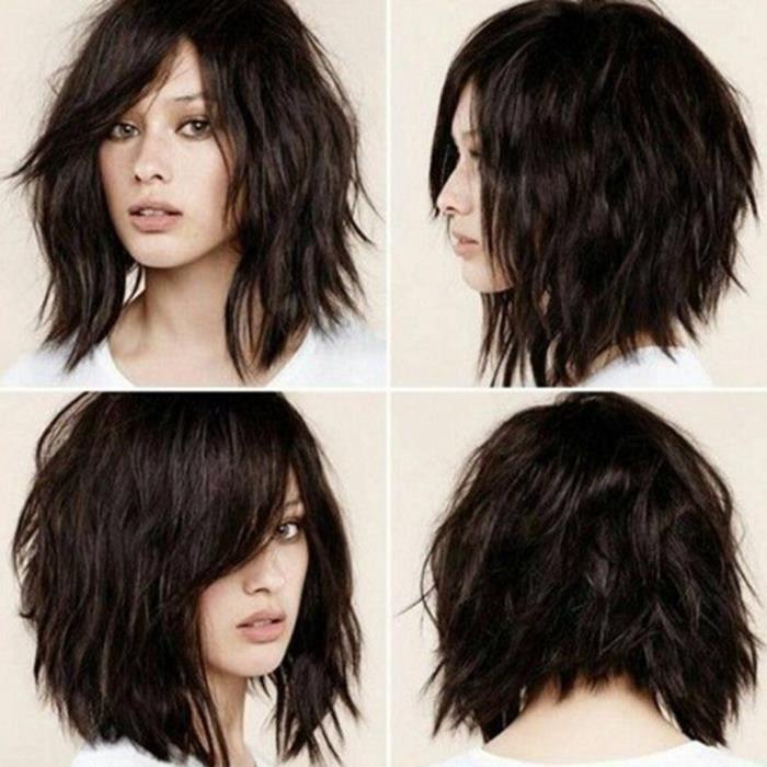 Perruque Bobo Brésilienne Cheveux Bouclés Courts pour Femmes - Noir