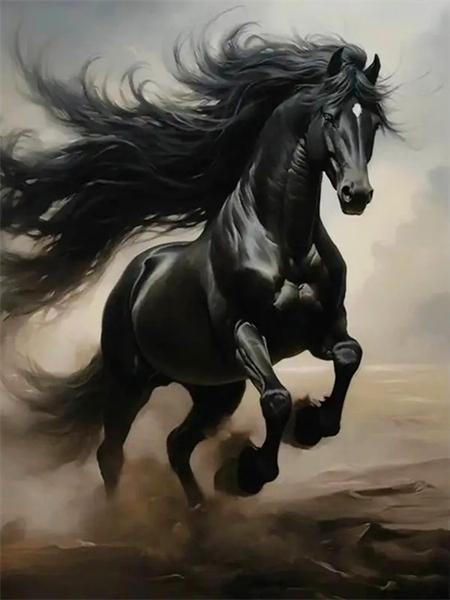 5D Diamond Painting New Arrivals Black Horse Full Round Embroidery Mosaic Animal Home Decor