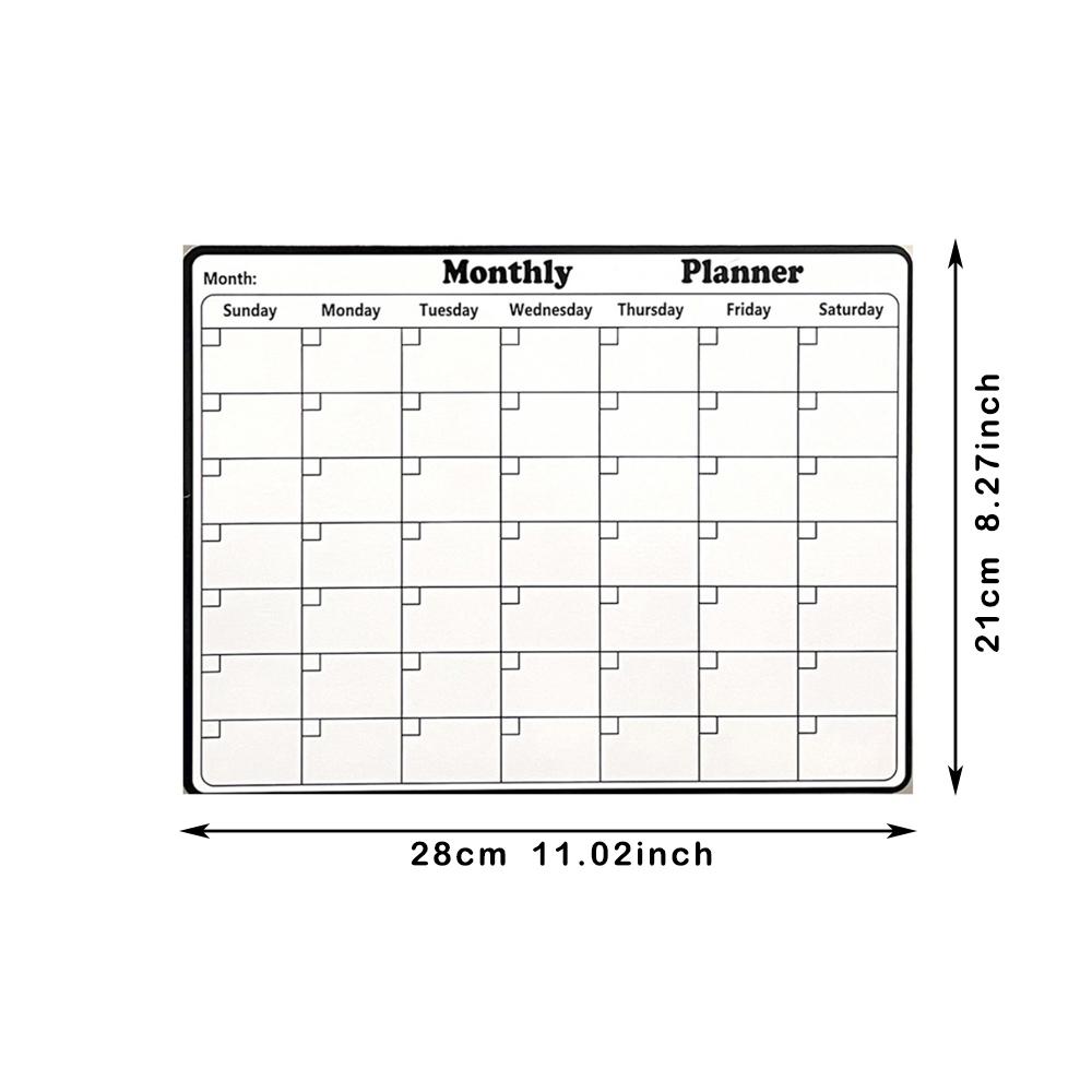 

1pc Whiteboard Fridge Calendar Planner -Erasable Monthly Organizer with FreeEraser and Pen -Plastic Daily WorkstationAccessory f белый