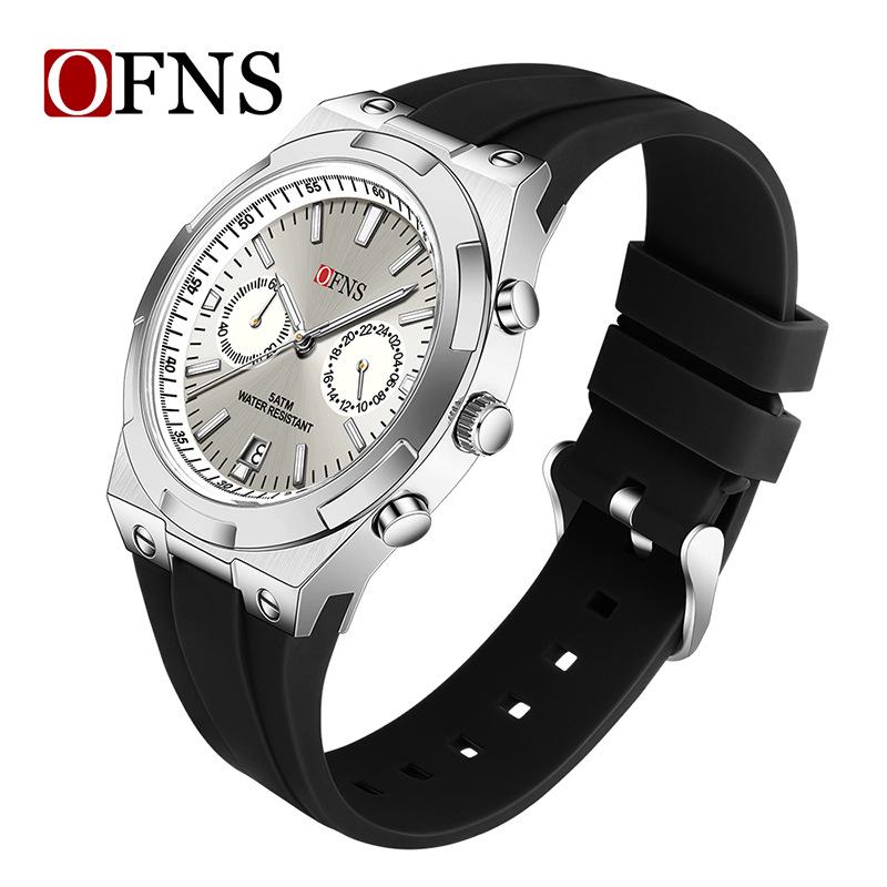 OFNS Men's Fashion Quartz Watch: Youthful Design with Calendar, Waterproof, Multi-Functional Wristwatch