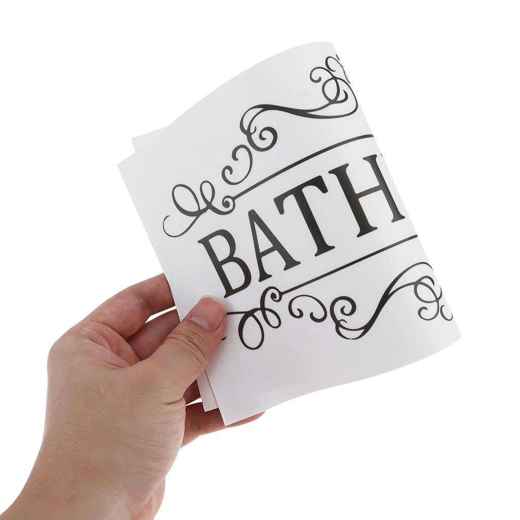 Abnehmbare Schwarze Selbstklebende Türaufkleber für Badezimmer Wäschekammer Vorratsraum Moderne Typografie Wandkunst