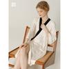2024 Summer Diagonal Placket Elegant Graceful Satin Cotton Silk Thin Nightdress Bathrobe Homewear Pajamas Women