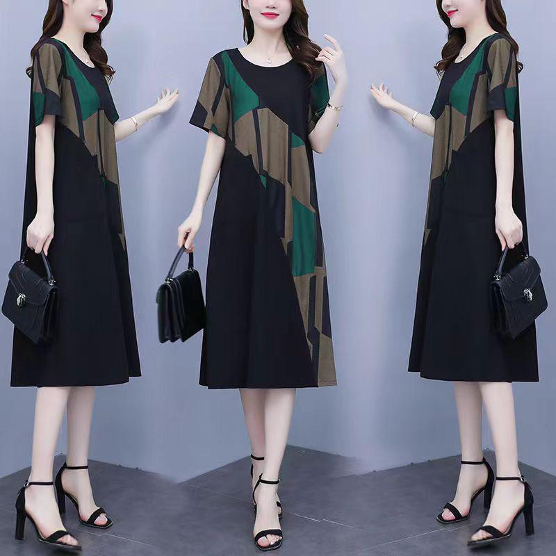 Retro Summer Plus Size Short Sleeve Midi Dress for Women