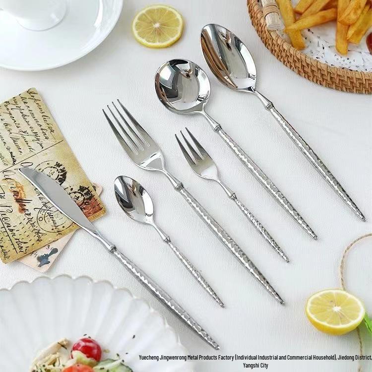 Ballet Hammer Pattern 304 Stainless Steel Western Cutlery Set: Knife, Fork, Spoon for Restaurant or Home Use