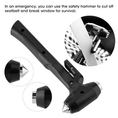 Car Safety Hammer Steel Emergency Escape Tool Seatbelt Cutter Window Breaker (Black Large)