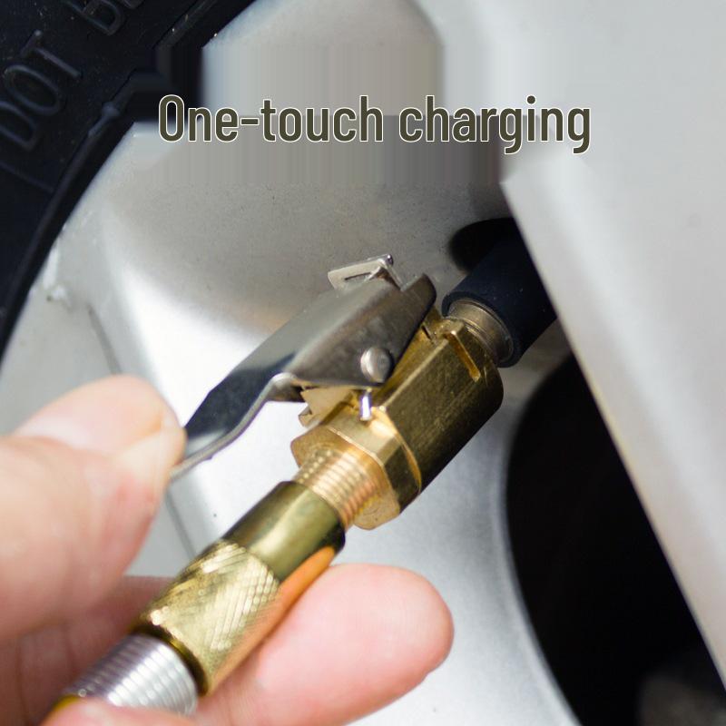 Heavy Duty Quick-Inflate Tire Pressure Gauge and Nozzle