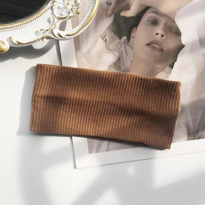 

Women Solid Color Headband Yoga Knitting Elastic Hair Bands Turban Makeup Hair Hoop Vintage Fashion Hair Band Accessories One Size кавовий