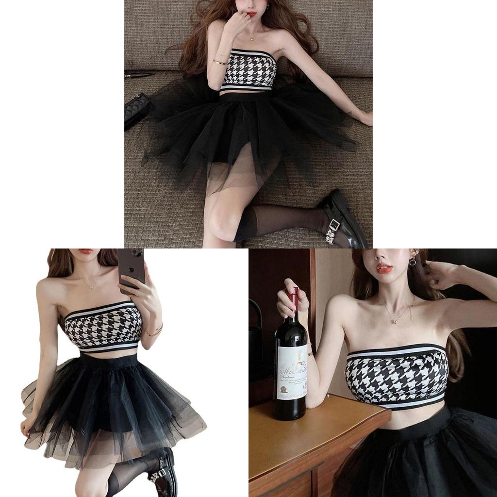 Summer Slim Fit Cotton Plaid Crop Top With Splicing Design For Women