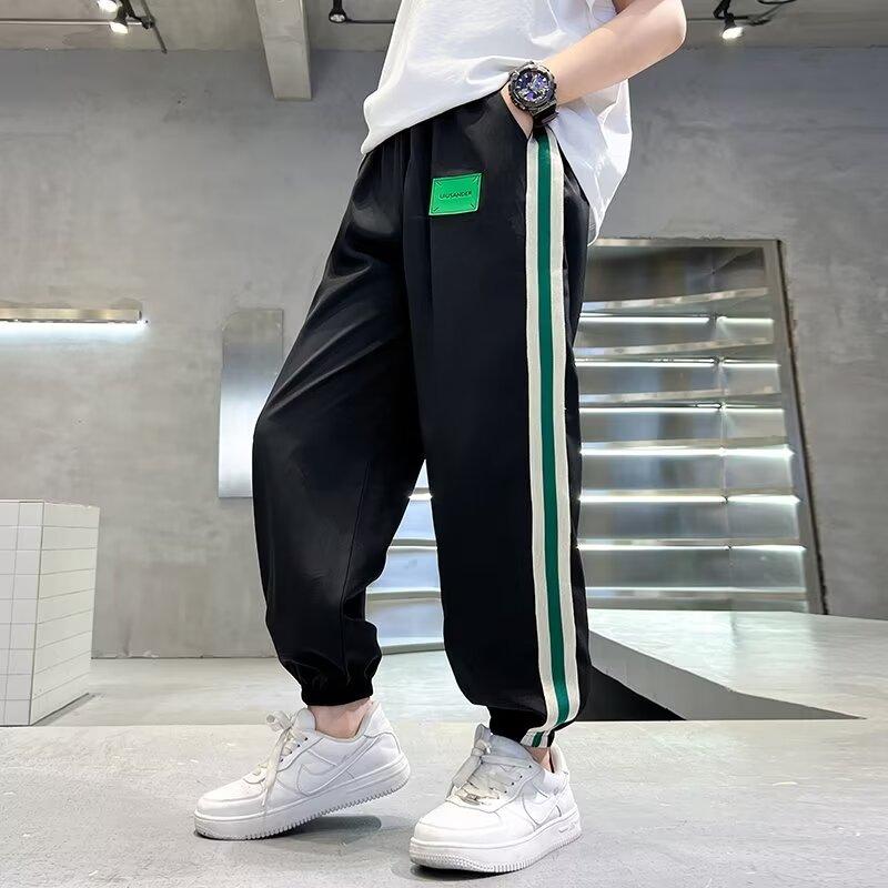 Children s Mosquito-Repellent Pants Boys  Summer Thin Pants 2026 New Style Big Kids Summer Sports Pants Ice Silk Quick-Dry Pants 120 чёрный