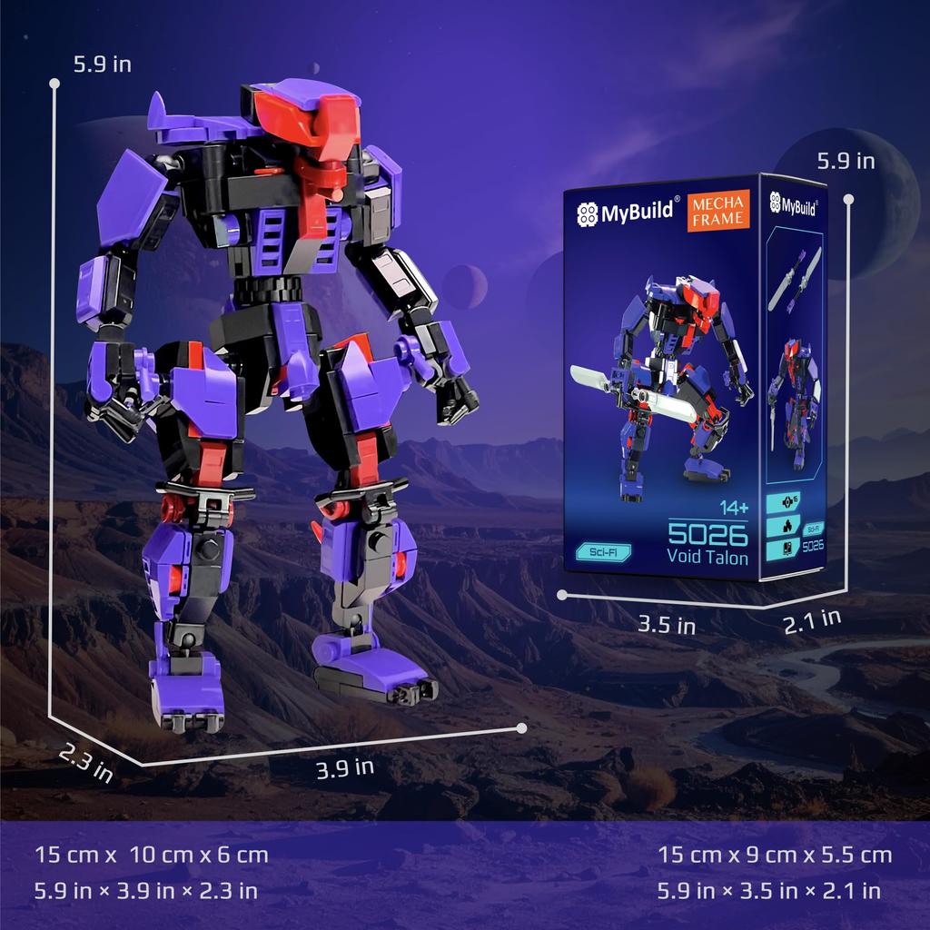 MyBuild Sci-Fi Void Talon 5026 - Alien Villain Mech - Twin-Bladed Combat Unit | Articulated Mech Plastic Model Kit | Robot Assembly | Ages 14+