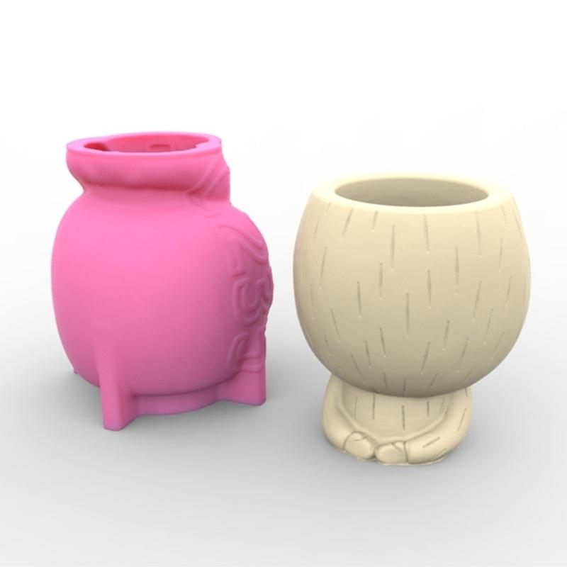 1/2Head-Planter Silicone Mold Face Flower Pot Concrete Mold Face Statue Planter Mold Face Flower Vase Epoxy Casting Mold