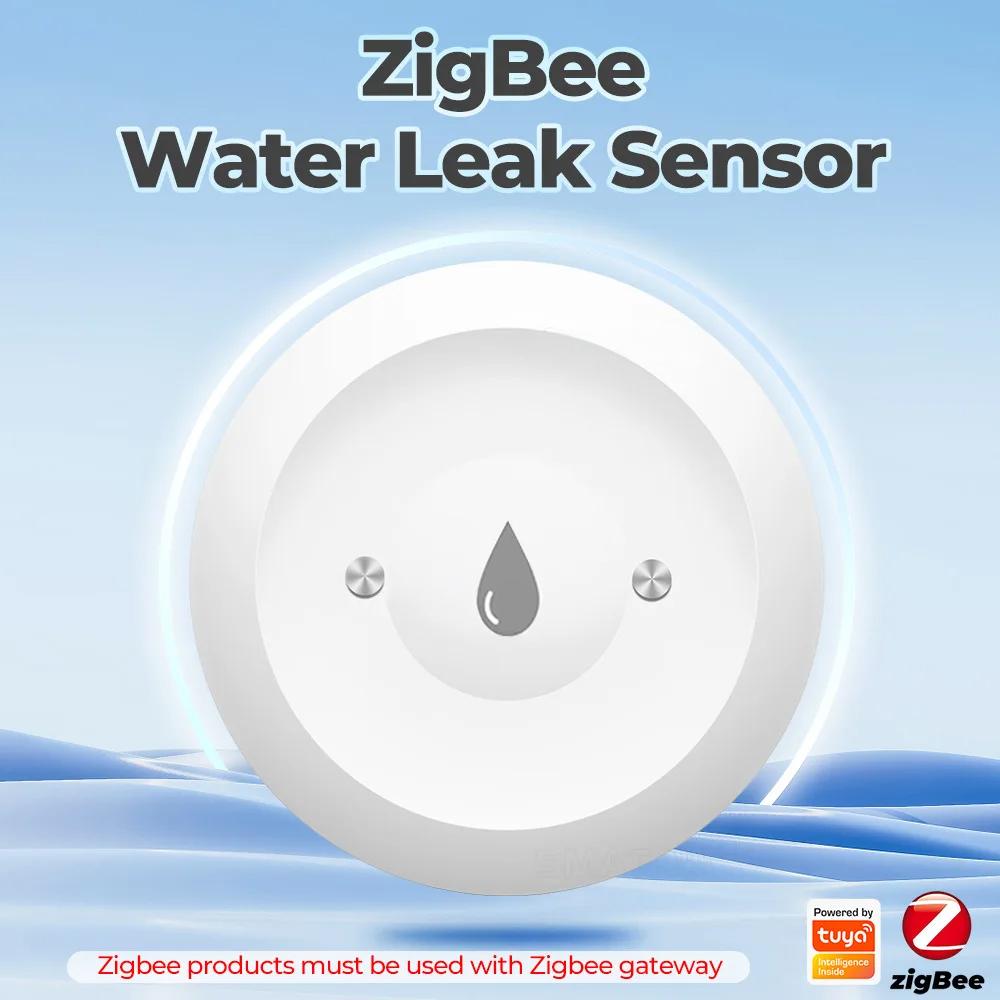 Smart Water Leak Sensor Tuya ZigBee 3.0 Flood Leakage Sensor Alarm APP Remote Monitoring Flood Overflow for Kitchen Bathroom