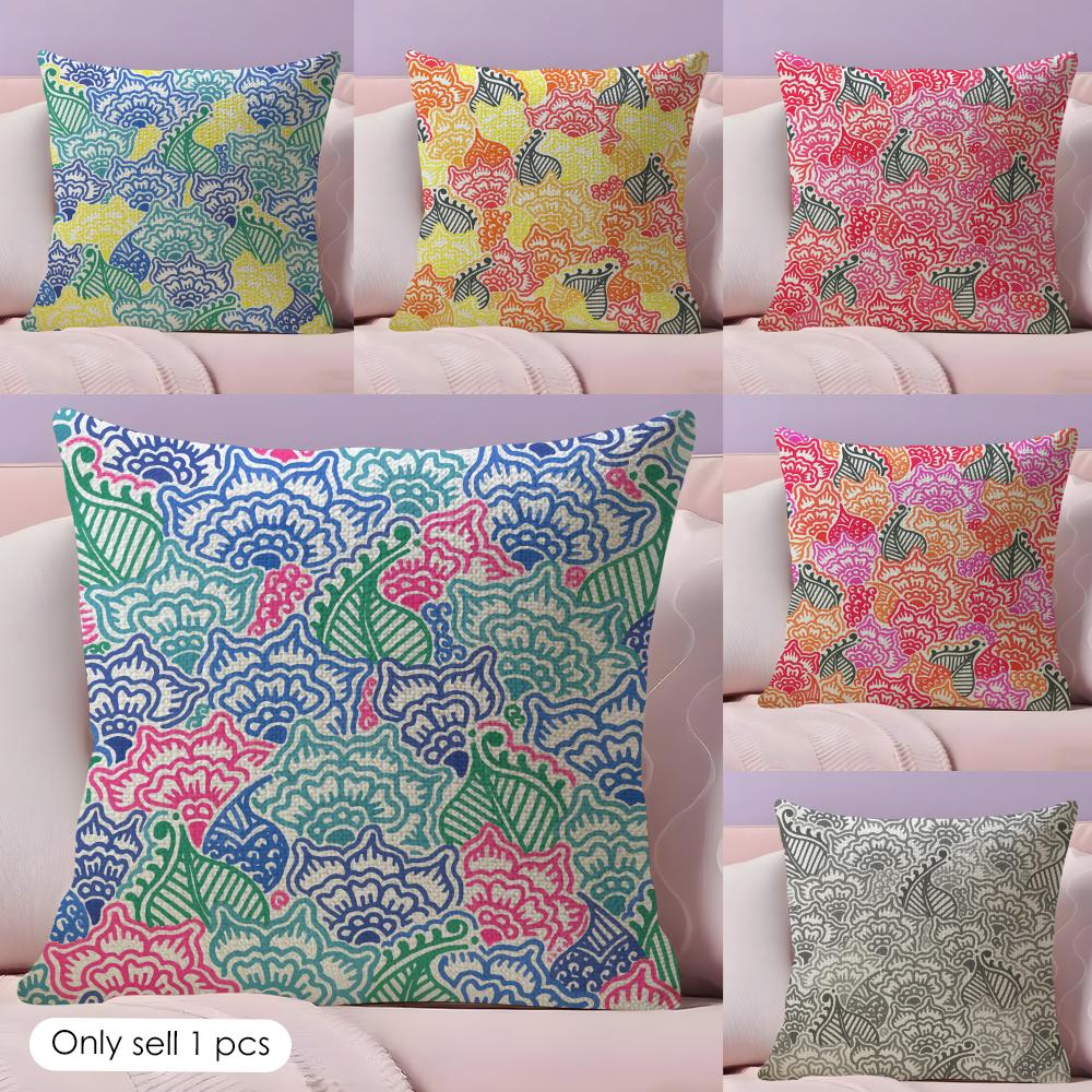 Garden Flowers Cushion Cover Natural Linen Organic Fabric DoubleSided Printing Couch Pillow Covers Home Decor