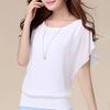 Women Summer Tops O-Neck Short Sleeve Chiffon Tops Loose Fit Solid Color Thin Pullover Tops Casual Office Work Tops
