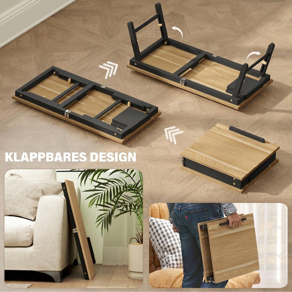 Bed Table, Height-Adjustable Laptop Table with Drawer, Foldable, for Sofa Working In Bed, Oak